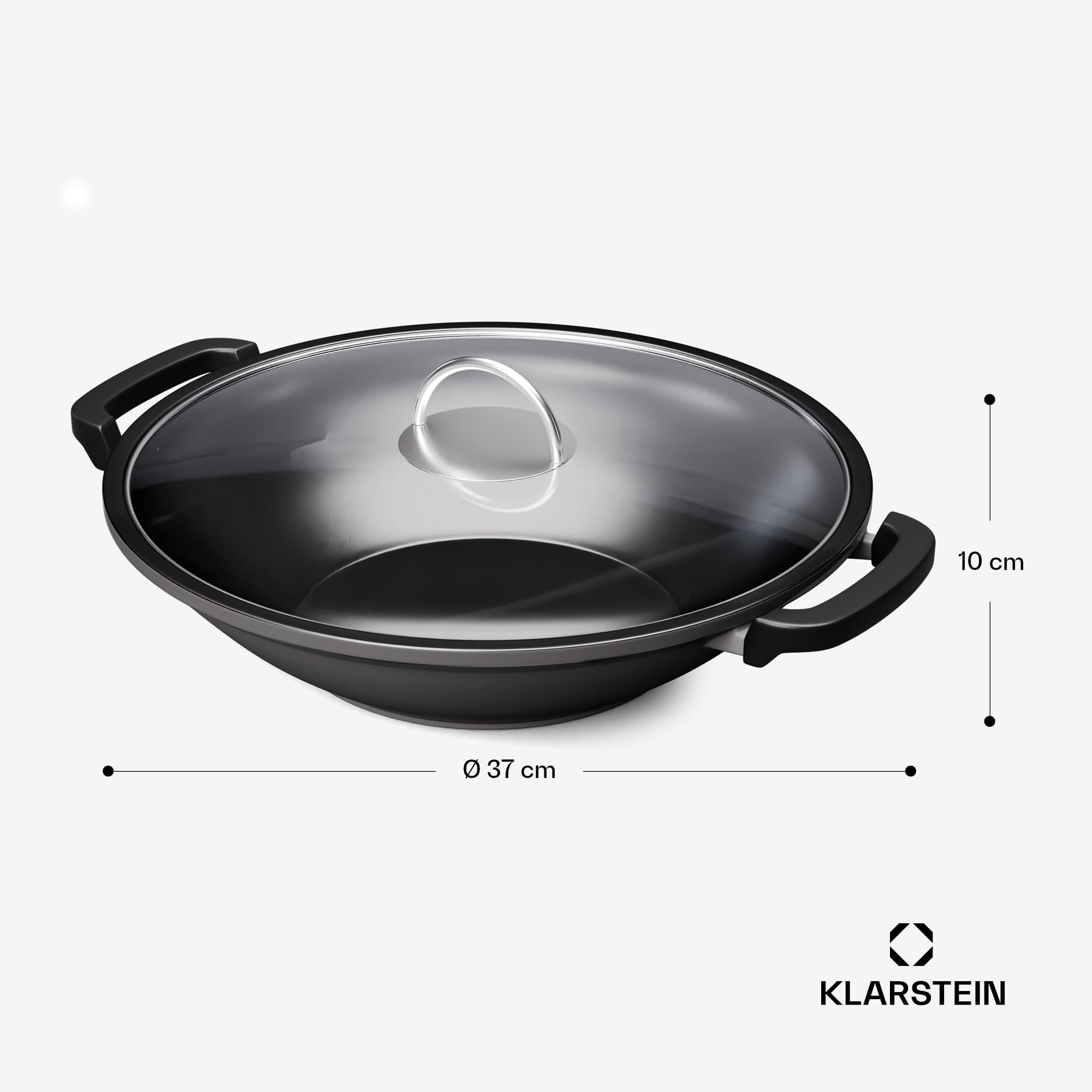 ToCi Wok-Pfanne aus Gusseisen, Emaillierte Pfanne & Wok, Große & Tiefe Beschichtete Wokpfanne mit Deckel & Griffen, Antihaft- für Induktion, Glaskeramik, Backofen, Gas- & Elektroherd
