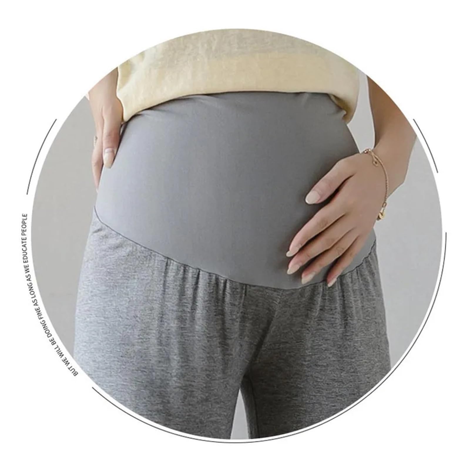 Pantalones de Maternidad de Verano, Pantalones de Seda Helada, Ropa de Maternidad de Verano, Pantalones Anchos, Ropa Exterior Fina, Pantalones Holgados con Pliegues(Grey,M)