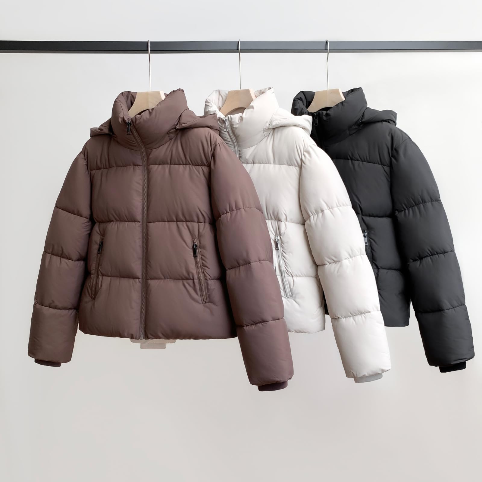 PUFFIT Damen Winter Jacke mit Kapuze Warmer Wasserdicht Winterjacke Steppmantel Female Jacken