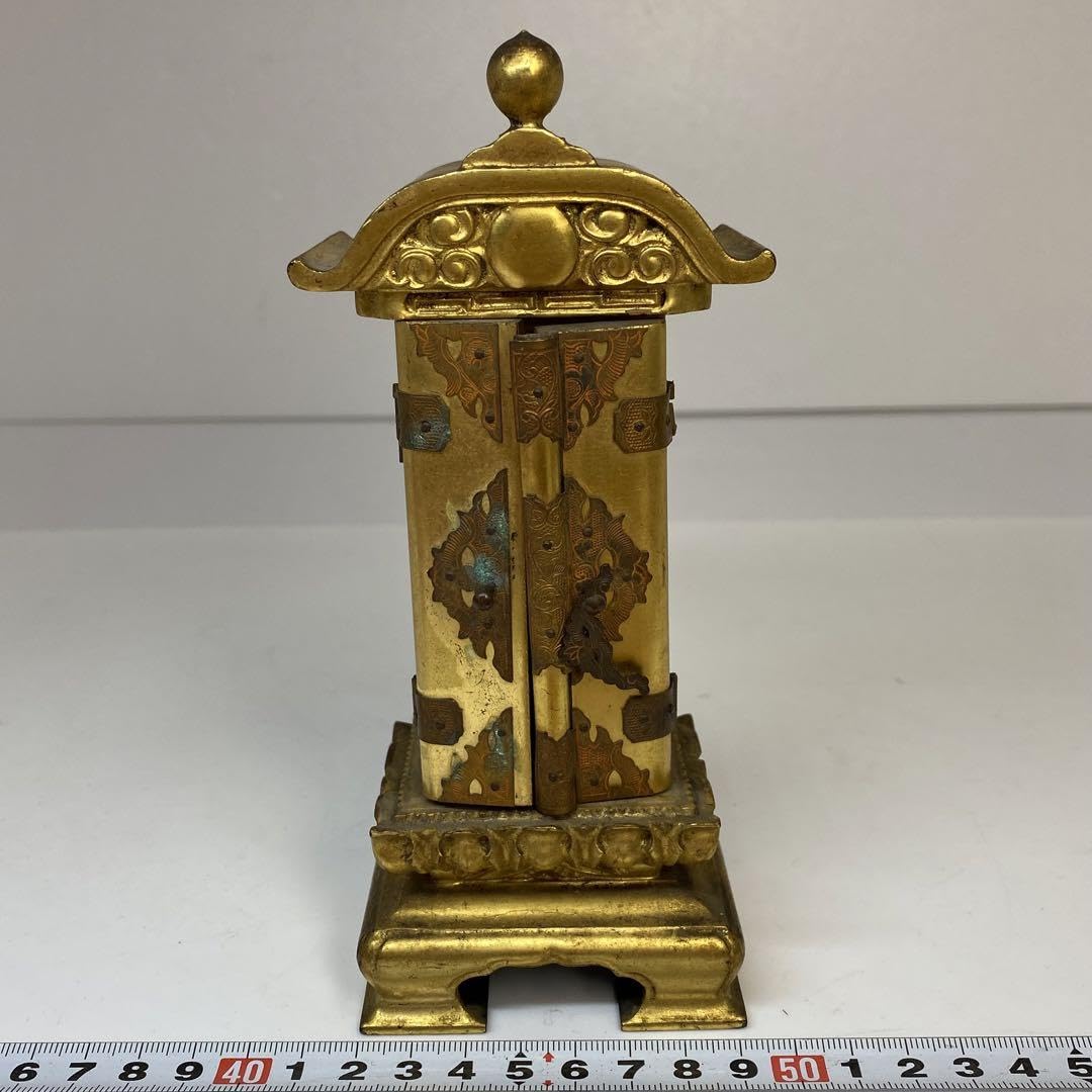 木製　厨子　仏像入れ Amazon.co.jp: 江戸時代 木製厨子入仏 高さ18cm 仏壇 仏具 仏像