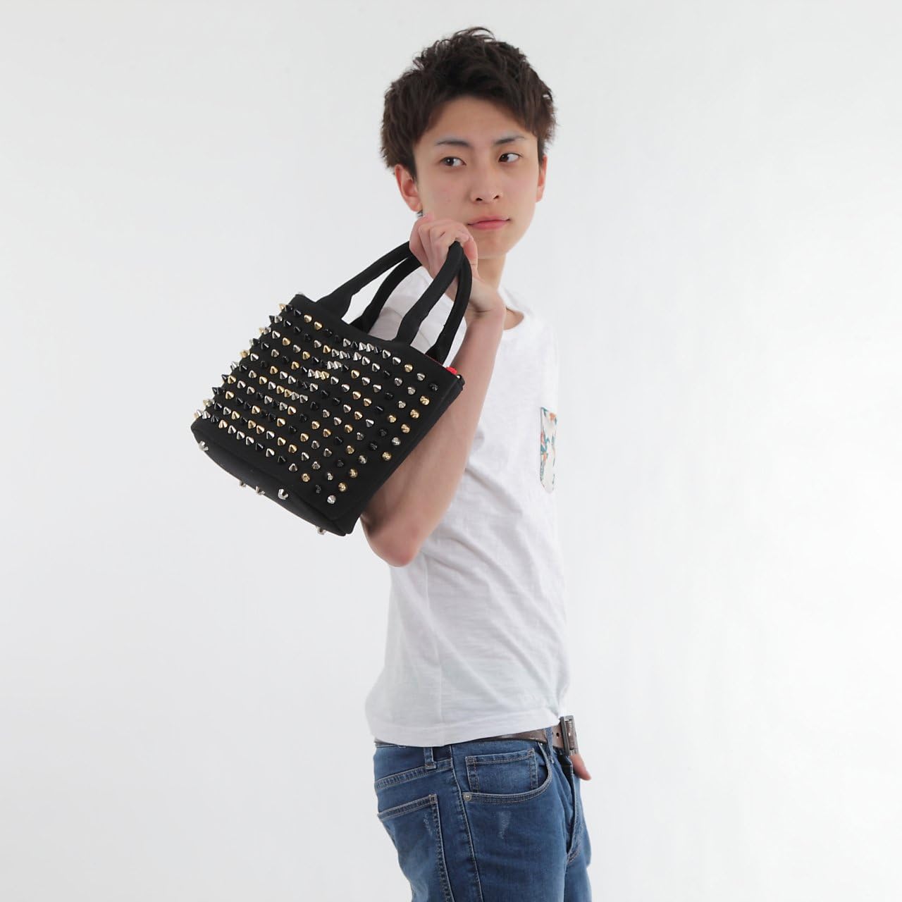 [Rasical] ラシカル エキドナ ハリートート スタッズ バッグ ラインストーン キャンバス トートバッグ メンズ レディース