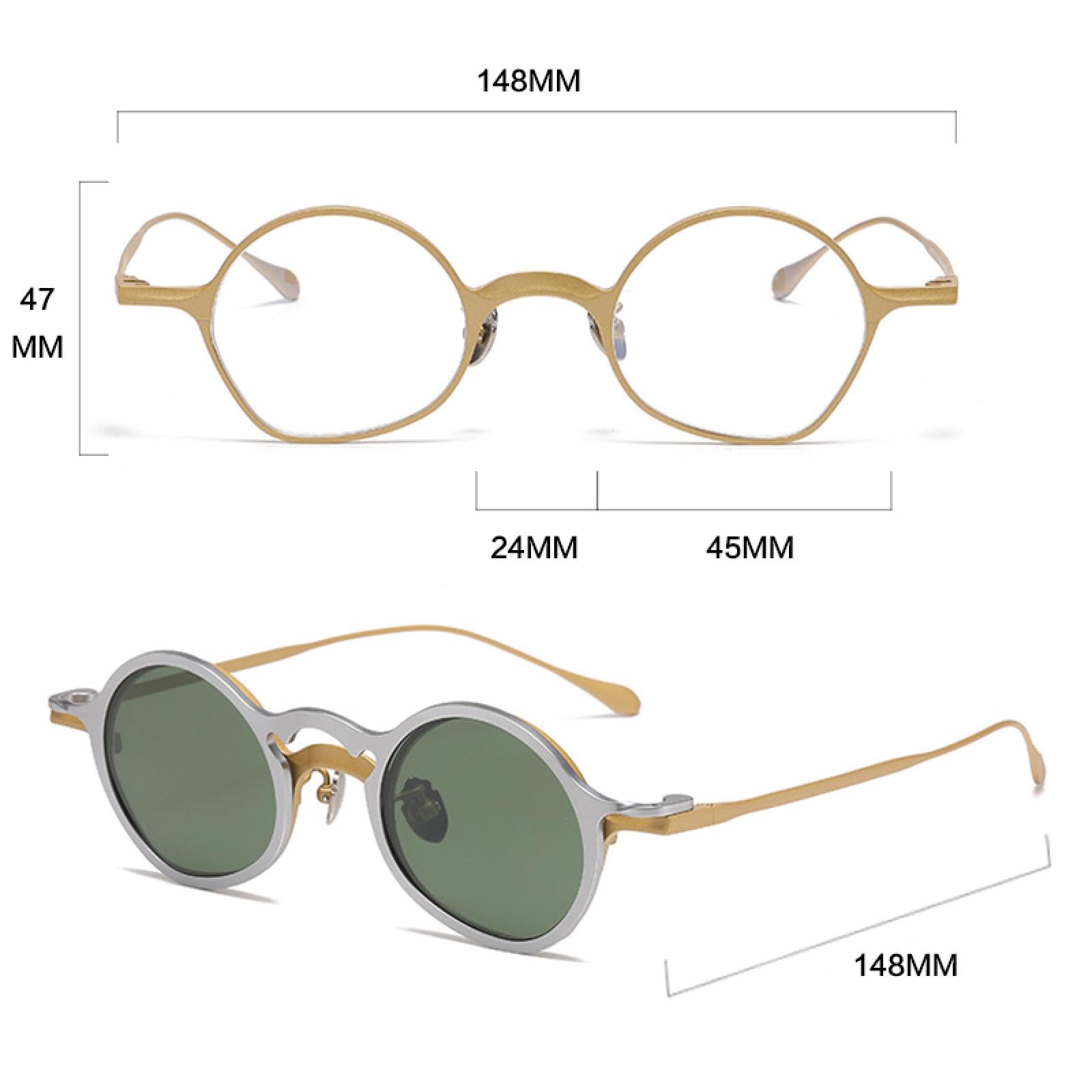 Montura de gafas de titanio puro con clip magnético 2 en 1 vintage para hombre, gafas polarizadas retro