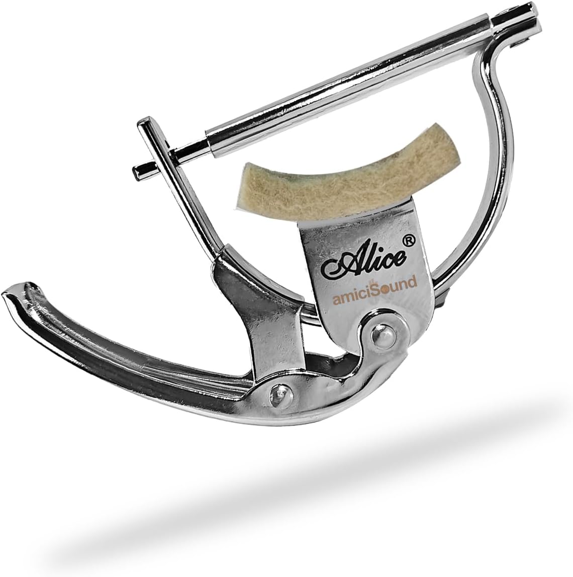 amiciSound Wool-Padded Guitar Capo for Acoustic and Classical Guitars, Metal Capo Clip