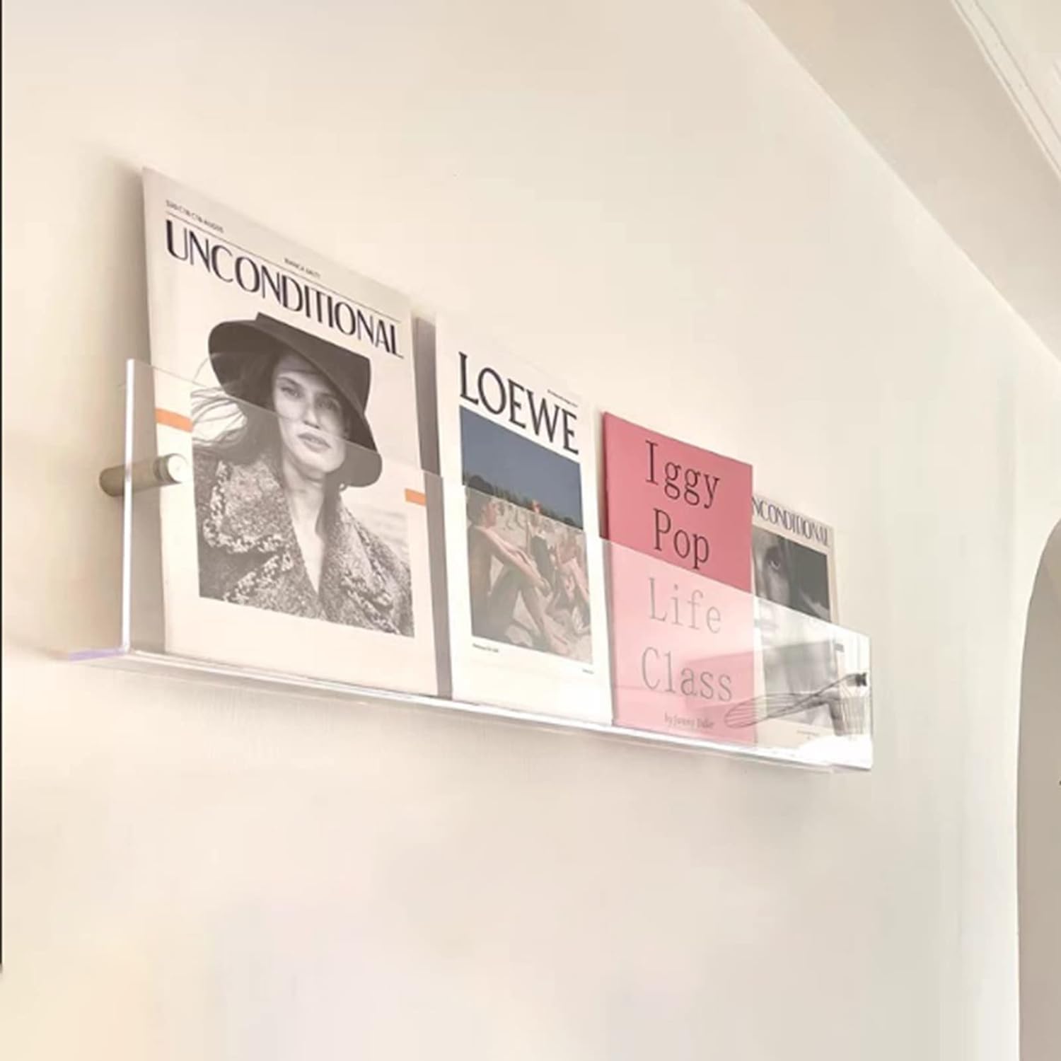 Revistero de plástico, Expositor de folletos de acrílico Transparente para Montaje en Pared, Moderno Soporte de Pared para periódicos y Libros, 40/60/80/120 cm de Largo (tamaño: 120 cm (47 1