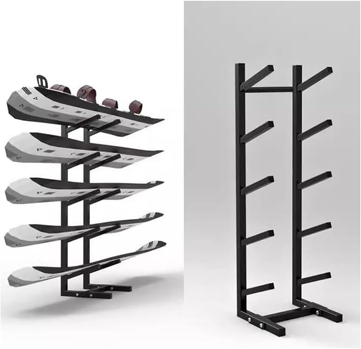 HOFSSI Free Standing Snowboard Rack, Floor-Standing for Skis/Skateboards/Scooter, Sample Board Display Rack, Metal Sports Mat Storage Rack(25x25x85cm)