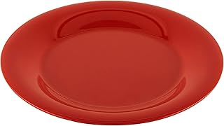G.E.T. 10.5" Cranberry Heavy-Duty Wide Rim Melamine Plastic Dinner Plate (Set of 4)