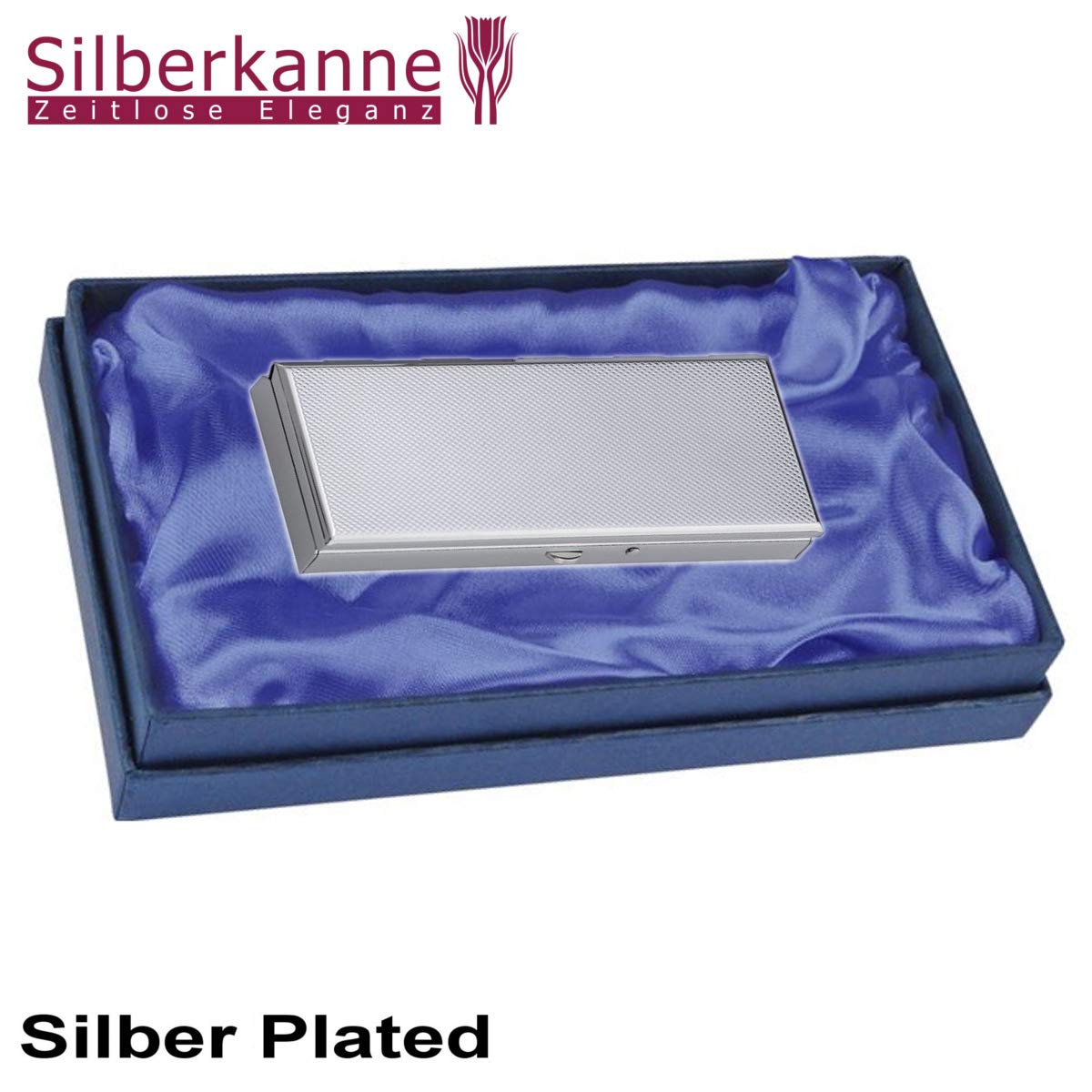 Pillendose 7 Tage Frankfurt 10x3,5x1,5 cm guillochiert Silber Plated Premium versilbert