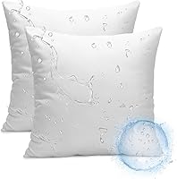 Ashler 18x18 Waterproof Outdoor Pillow Inserts Pack of 2 - Water-Resistant Throw Pillow Stuffers for Patio, Porch, Indoor Furniture
