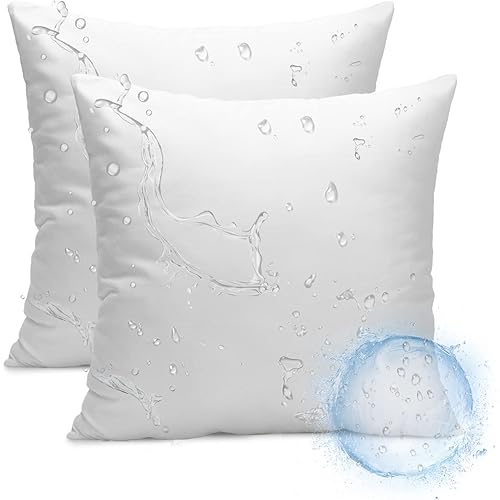 Ashler Outdoor Pillows, 18 x 18 Pillow Inserts Set of 2, Waterproof Throw Pillow Inserts Hypoallergenic Pillow for Patio, Water Resistant Indoor Outdoor Spring Summer Decorative