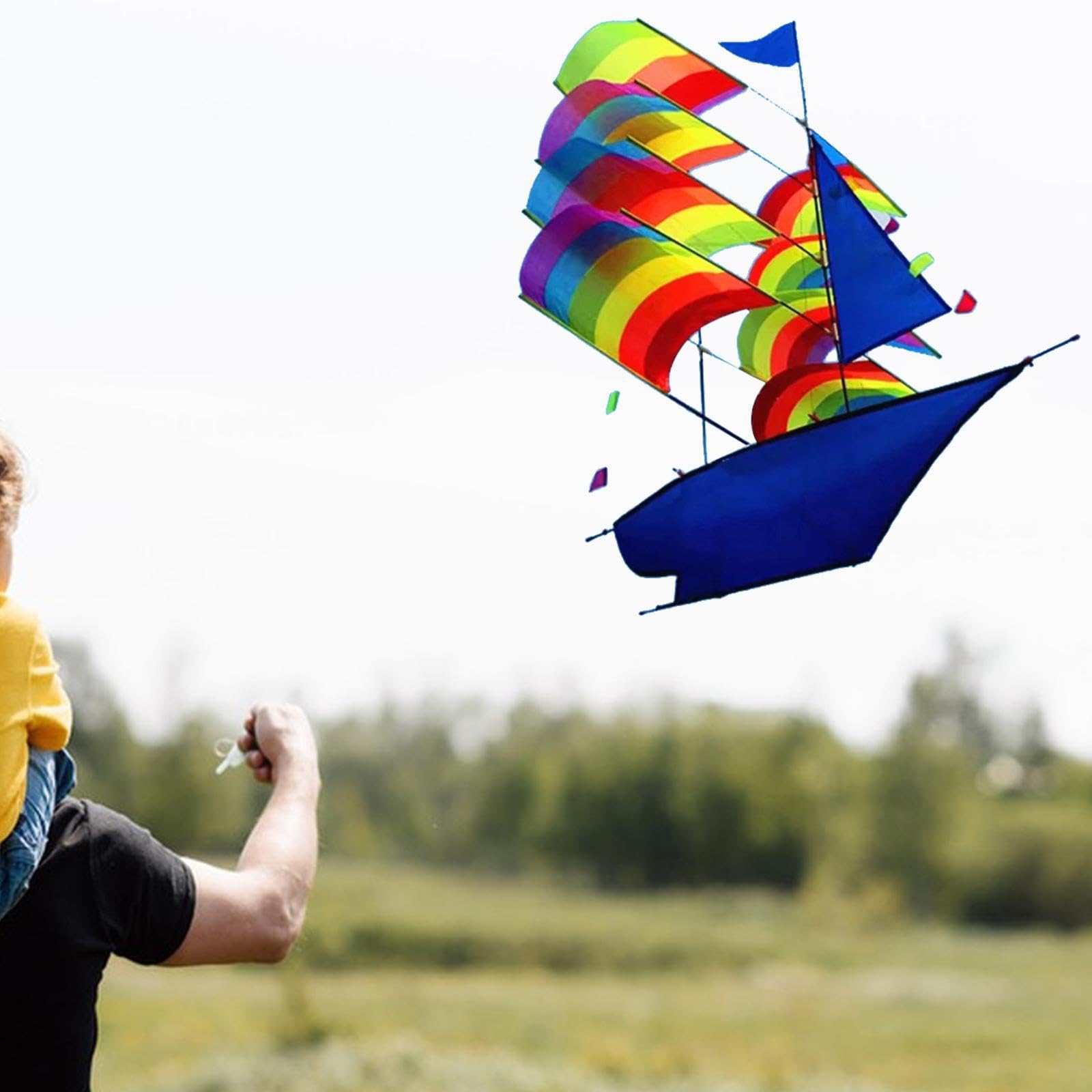 Aquilone a Grande Nave Colorata 3D Arcobaleno Aquilone Giocattolo Volante Giochi all'aperto per Bambini Gioco Attivo e Divertimento Nave Colorata di