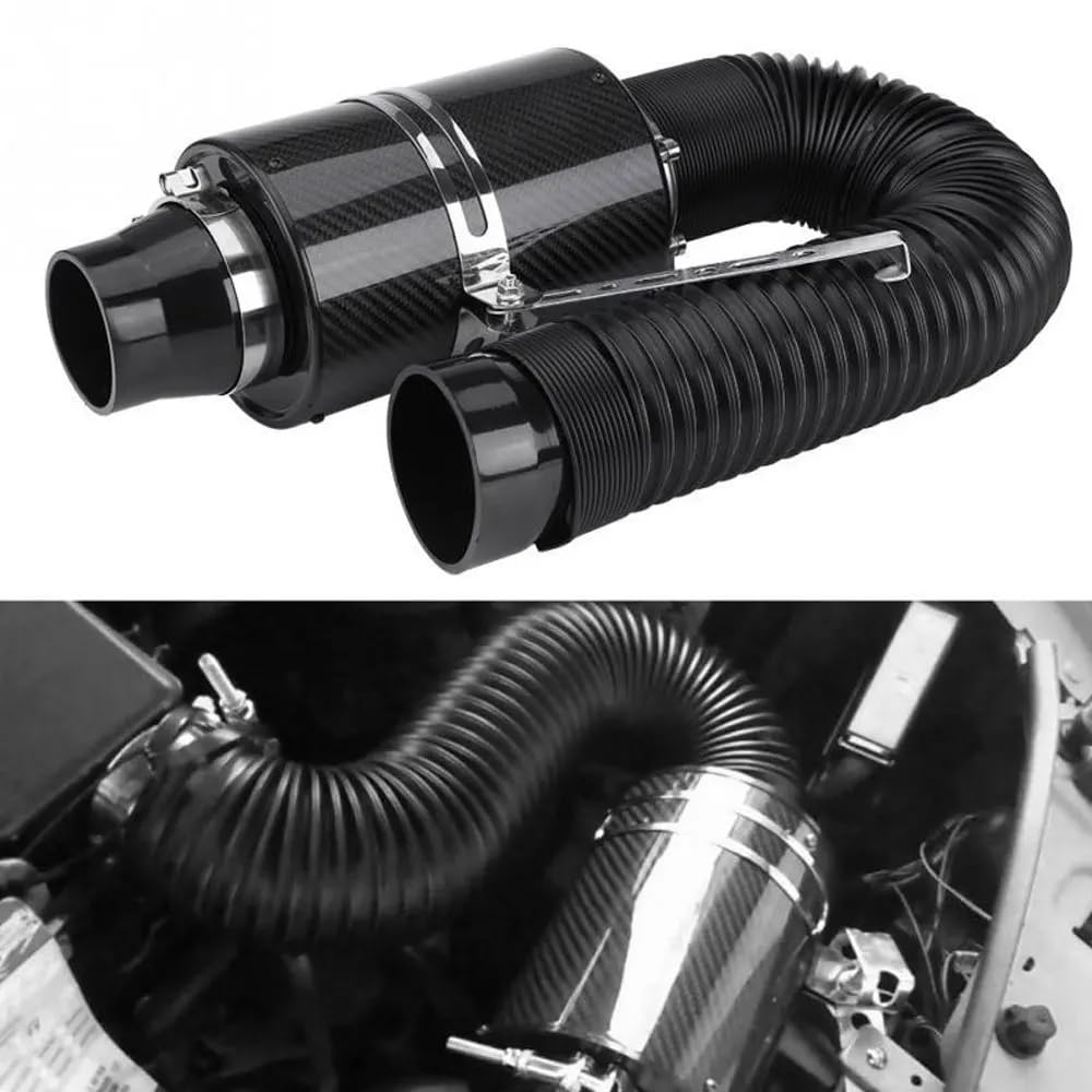 filtro de aceite del motor 1 Juego Universal de Filtro de Aire Frío de Fibra de Carbono de 3 Pulgadas para Coche, Kit de Manguera y Tubo de Admisión de Aire Cerrado Universal