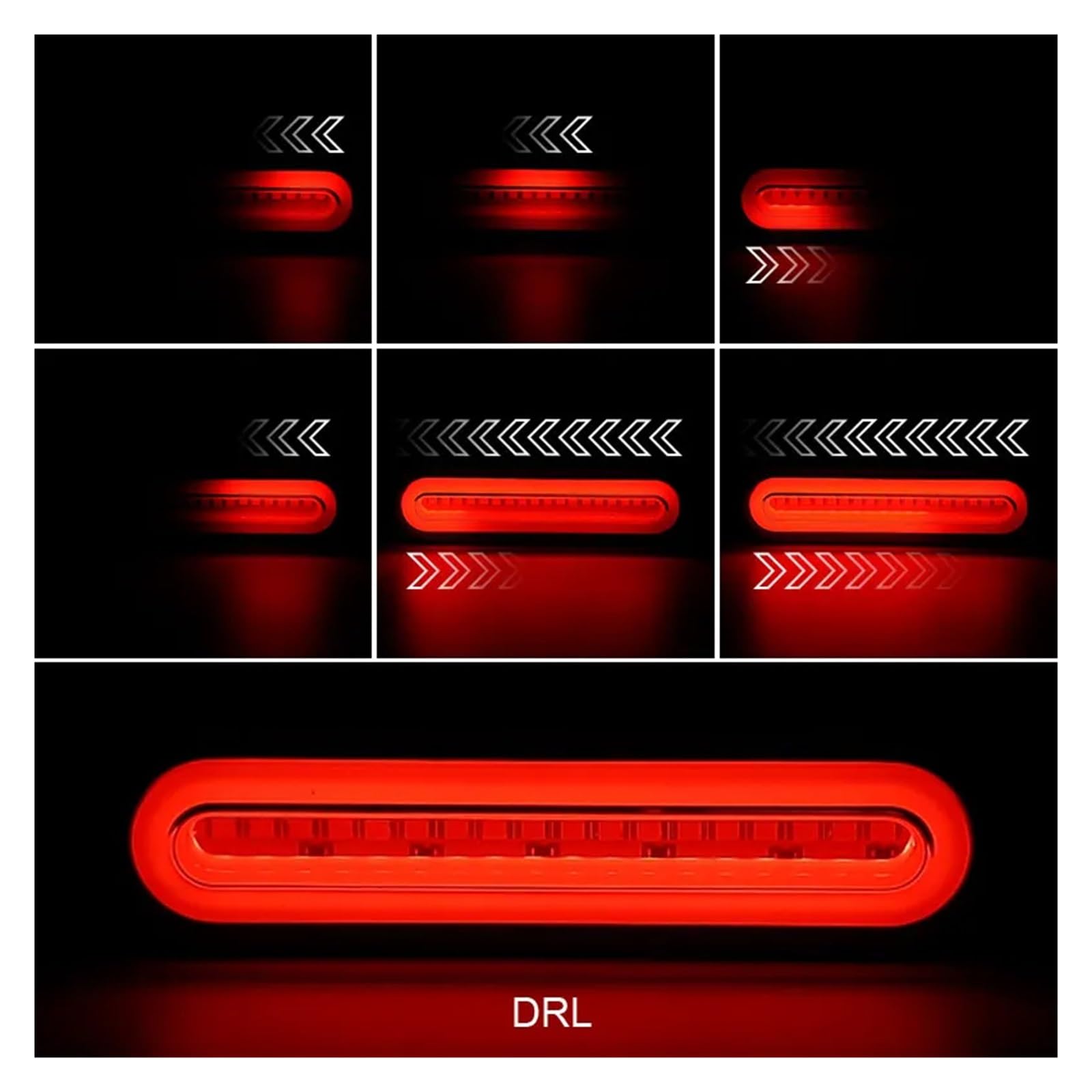 Feu Pour Arrière Pare-chocs 3 En 1 LED Frein Arrière Remorque Coulant Clignotant DRL ATV Arrêt Arrière Lampe D'avertissement(2pc 55 LED 124mm)