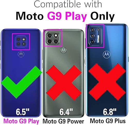 Miniatura 2 de Asuwish Funda compatible con Moto G9 PlayG 9E7 Plus y protector de pantalla de vidrio templado con ranura para tarjetero, soporte para tarjetero,