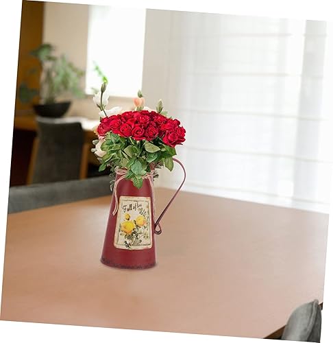Miniatura 6 de VOSAREA 1 fuente de hojalata de hierro para flores, jarra rústica, jarra decorativa de leche, jarra decorativa de granja, jarrón de flores rústicas,