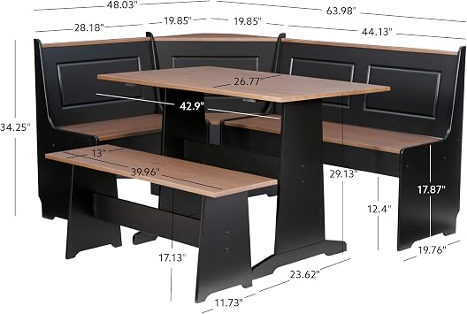 Linon Black and Pecan Breakfast Dining Set Ardmore Nook