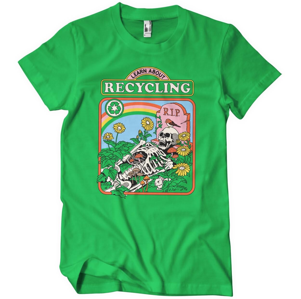 Steven Rhodes Men's Green Officially Licensed Learn About Recycling T-Shirt (Green), Small