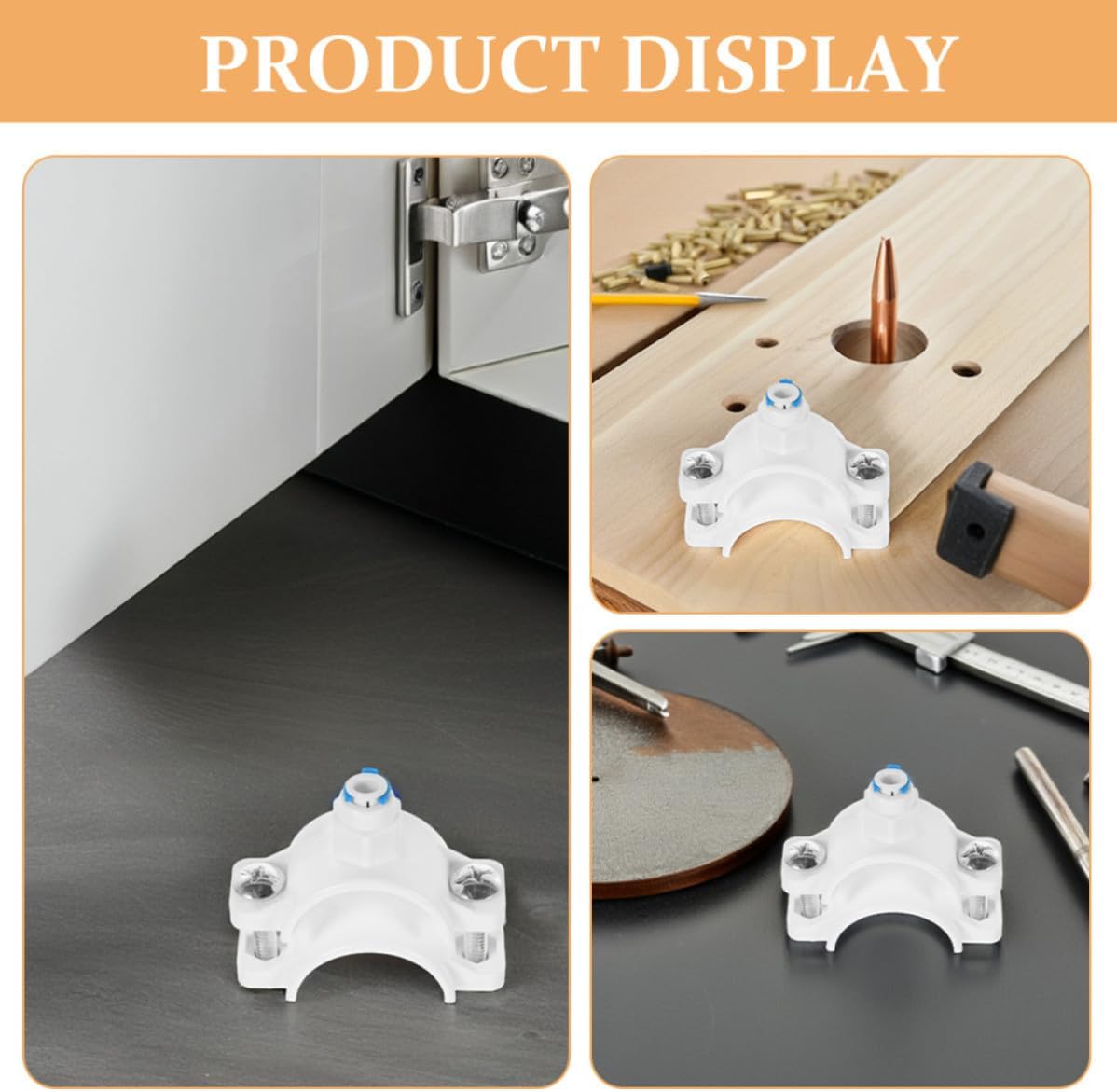 2pcs Pom Water Filters Clamp Quick Connect Waste Water Clip Plastic Drain Saddle Valve Bracket under Sink Pipe Fixing Accessory for Ro Systems