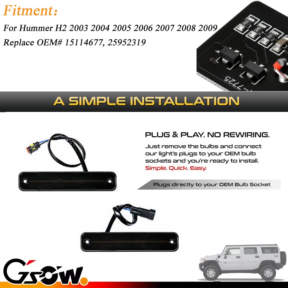 Amazon | GSOWO 4個 アンバー LED サイドマーカーライト Hummer