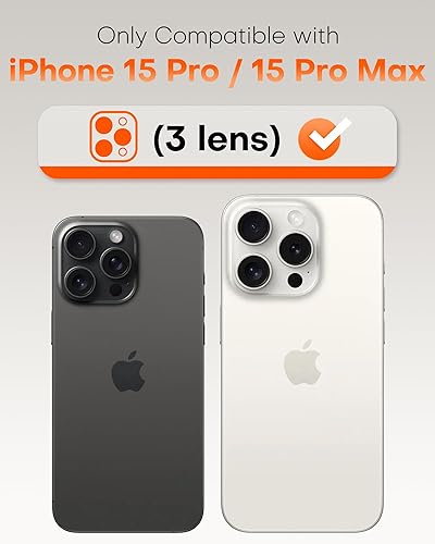 Miniatura 2 de TOCOL Protector de lente de cámara para iPhone 15 Pro Max/Protector de lente de cámara para iPhone 15 Pro de vidrio templado HD individual,