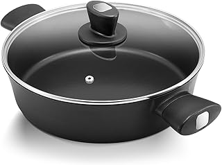 Fadware Frying Pan Induction with Lid, Sauté Pan, Serving Pan with High Rim, Cooking Pot 28 cm / 3.8 L with Anti-Scalding Handles, Non-Stick Coating, for Frying, Stirring and Stewing Aluminium