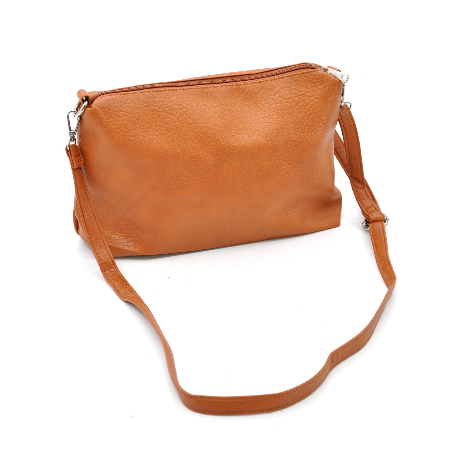 Generico Borsa a Sacco da Donna in Similpelle, 38x36x15 cm, Cognac, con Tracolla Regolabile e Borsetta Omaggio
