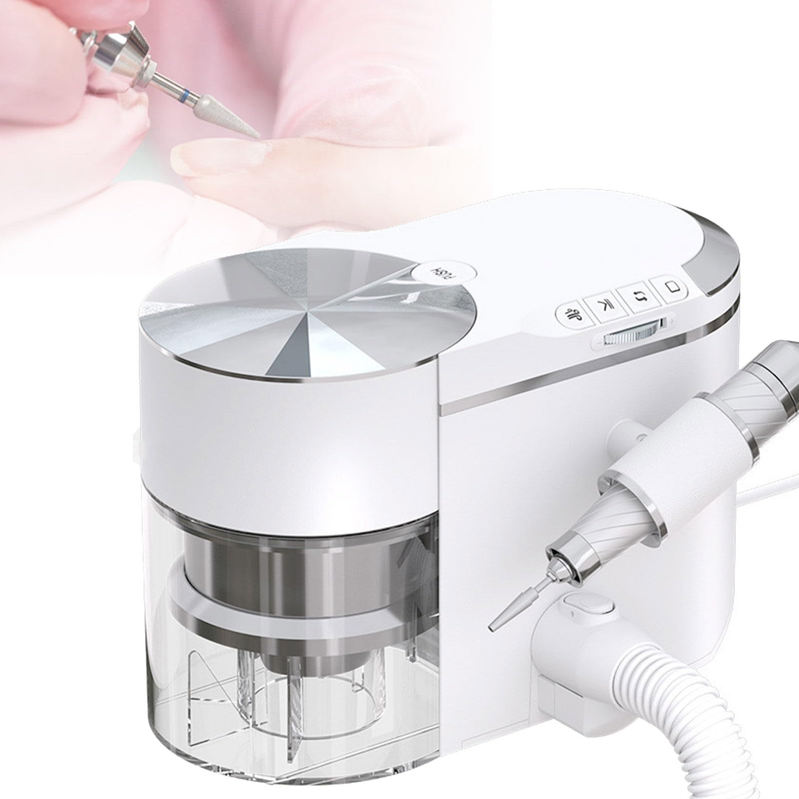 GLWABOMARS 2-in-1 Professional Nail Dust Collector & 30000RPM Nail Drill Machine, Quiet Nail Vacuum Dust Extractor for Salon Home Manicure