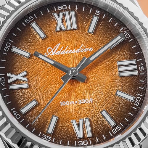 Image of ADDIESDIVE 10.6 MM Luxury Watches for Men Women Roman Numerals Synthetic Sapphire VH Sweep Second Fluted Bezel Casual Wear Unisex Watch