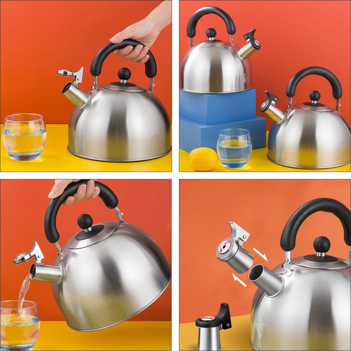 Tetera Silbante de Acero Inoxidable de 3 L para Cocina y Hogar