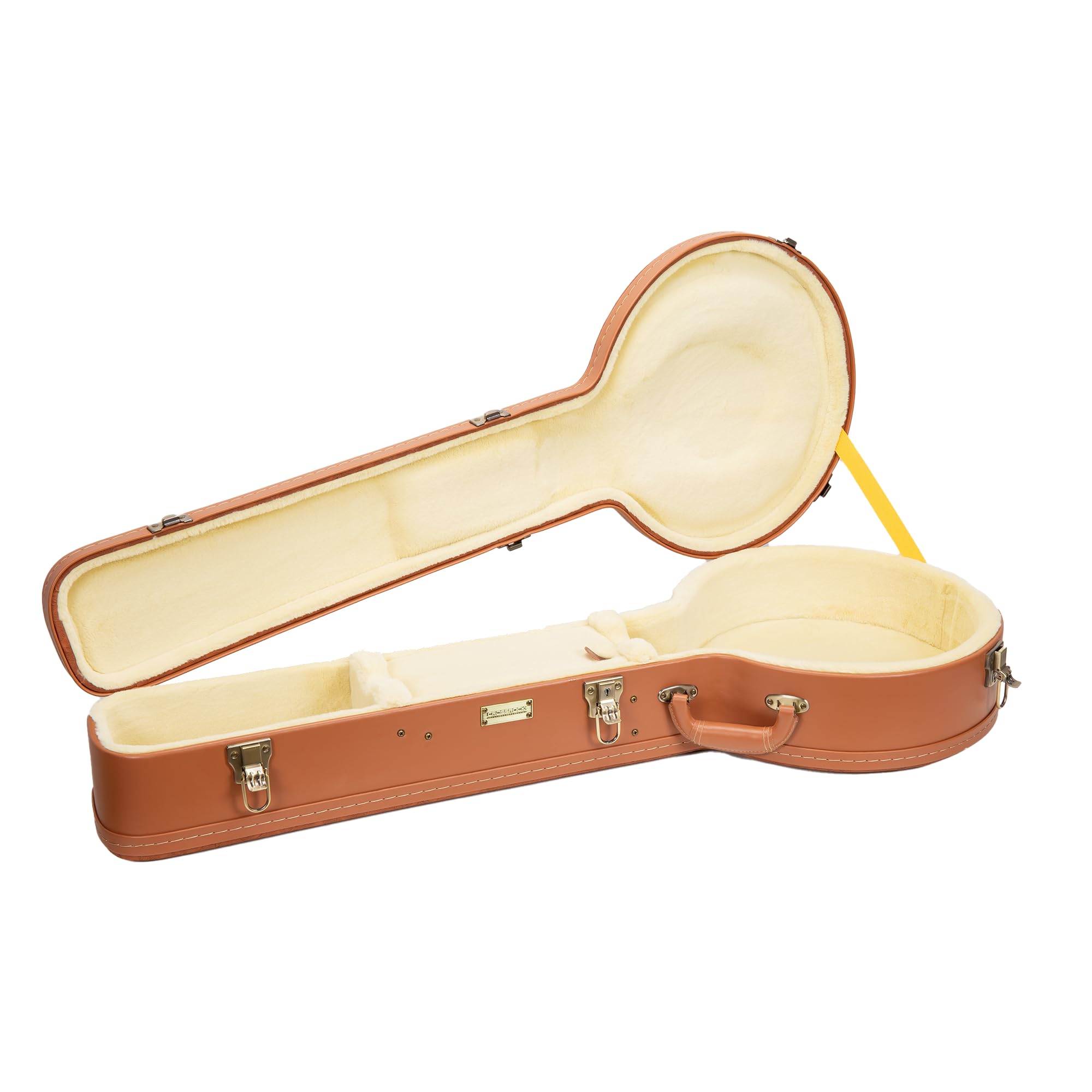Crossrock Custodia in Legno Serie Relief per Banjo 5 Corde con Risonatore | Finitura Carved Red Wood, Interno in Velluto Avorio, Serratura – Guscio Rigido Premium