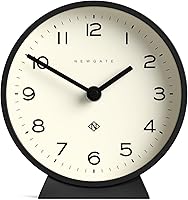 Newgate M Mantel Echo Desk Clock - Modern Round Black Contemporary Clock with Silent Sweep Movement & Easy-Read Numbers