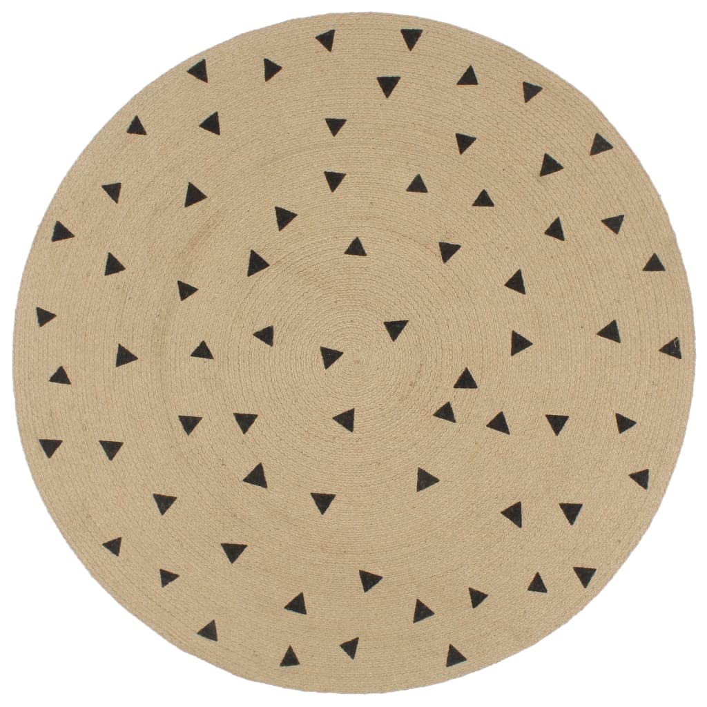 Tapis en jute tissé à la main 90 cm avec motif triangle moderne pour salon