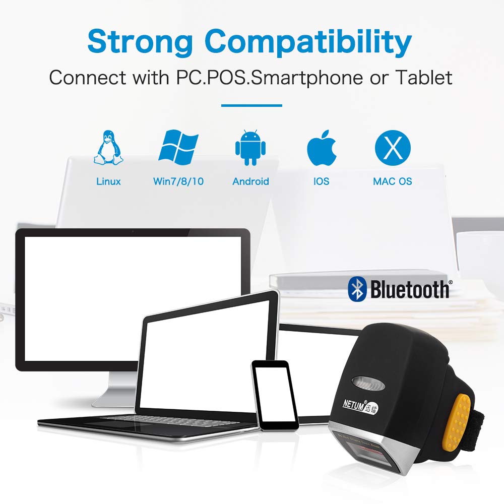 NETUM Bluetooth 2D Mini-Barcode-Scanner kabelloser Handscanner präzises schnelles Lesen NT-R2