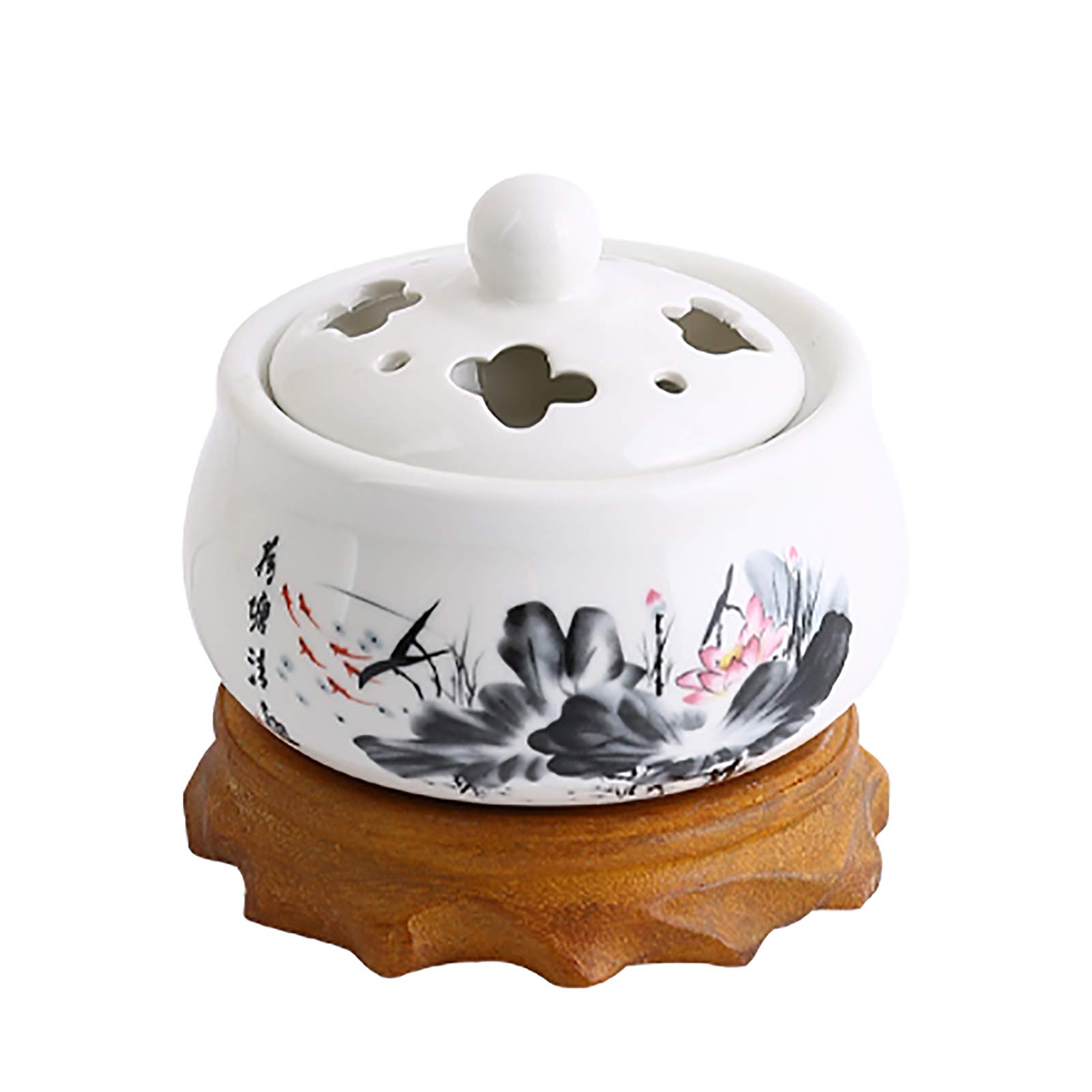 Feelme Diffusore Elettronico di Aromi in Ceramica con Regolazione della Temperatura del Bruciatore di Incenso Elettrico, con Base in Legno Massello-per La Decorazione Dell'aroma della Casa/Ufficio