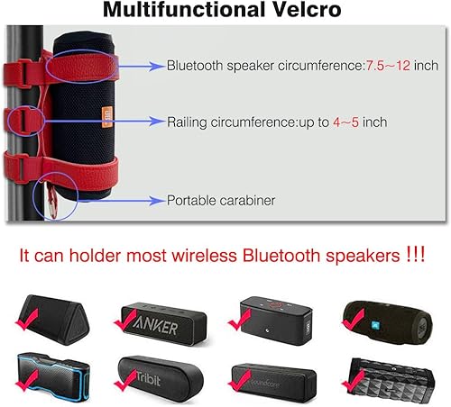 Miniatura 4 de Soporte de altavoz portátil para carrito de golf, se adapta a la mayoría de altavoces inalámbricos Bluetooth (rojo)