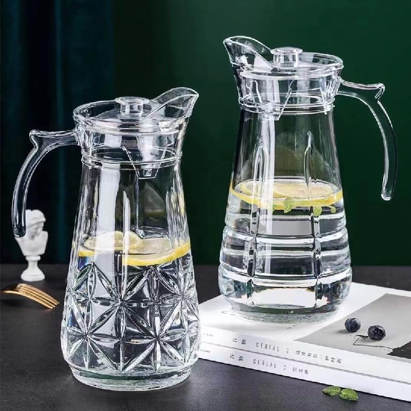 Image of Premium Water and Juice Glasses Set of 6 300ML and 1.7 Liter Water Jug 1 Piece Transparent Glass and Jug Set for Dining Table,Party,Gift Set,All pourpse use (7 Piece) (MT-26)