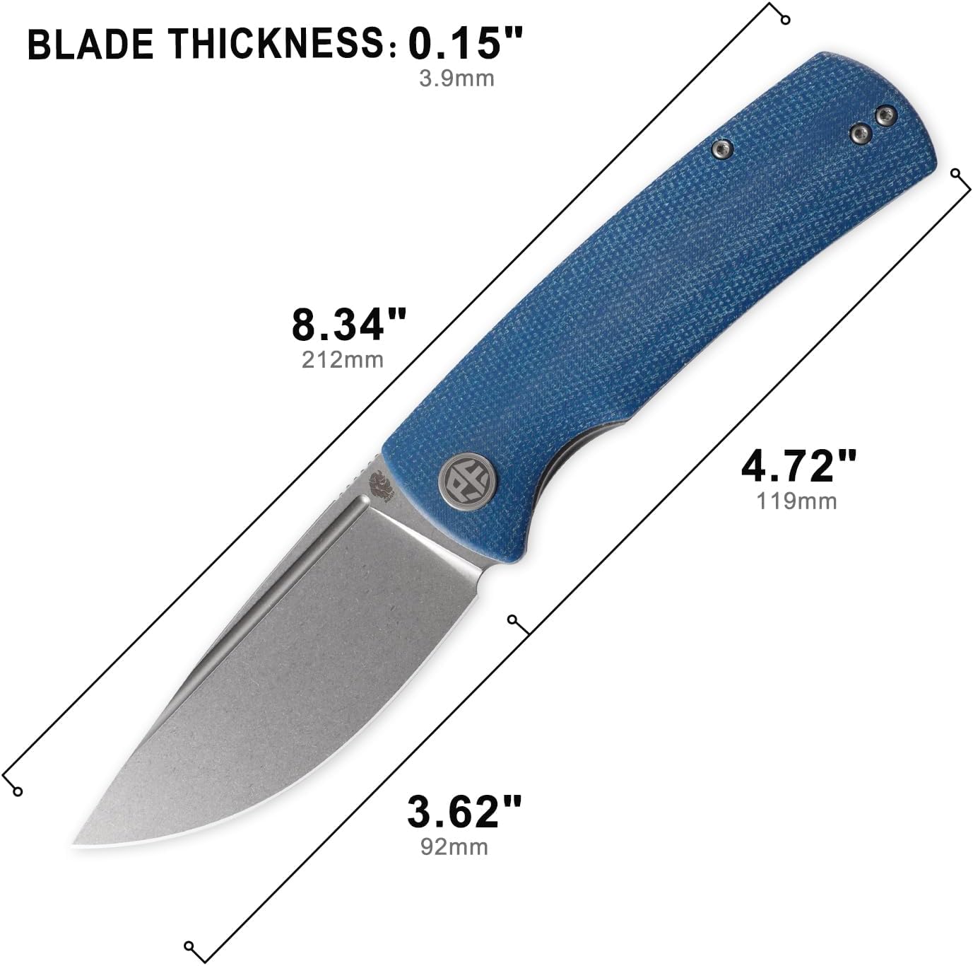 Petrified fish PFP01 Beluga K110 steel Folding Knife Micarta handle Front Flipper Outdoor Camping EDC Knife (Blue Stonewashed)