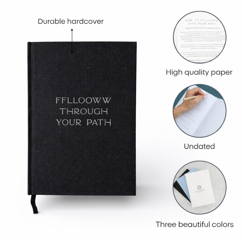Guided Wellness Journal for Mindfulness & Self Care, Daily Reflection & Gratitude Journal for Women & Men, Undated 90-Day Mental Health Planner for Stress Relief, Balance & Personal Growth- black image 4