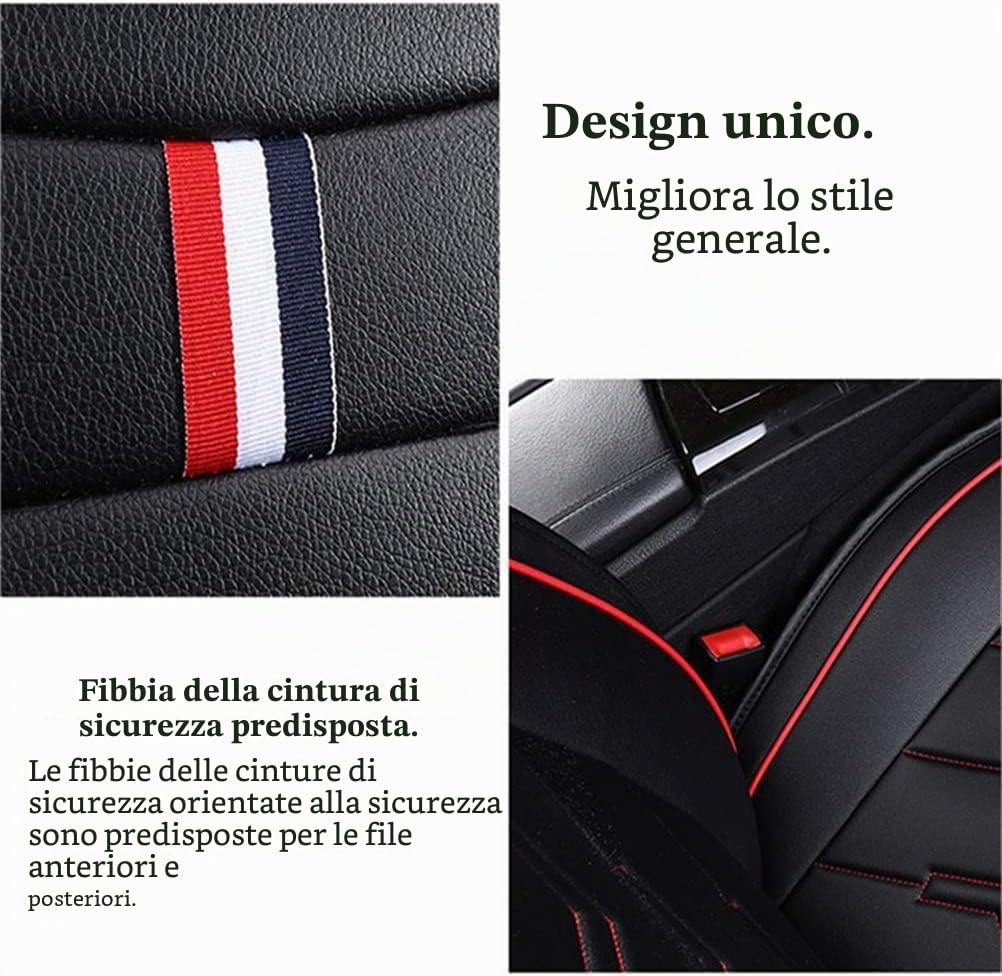 MBROS Auto Set Coprisedili per VW Tiguan (5N) I 2009 2010 2011 2012 2013 2014 2015 2016, Set Coprisedili per Auto Anteriori e Posteriori, Coprisedile in Pelle Traspirante Impermeabile,A-Black