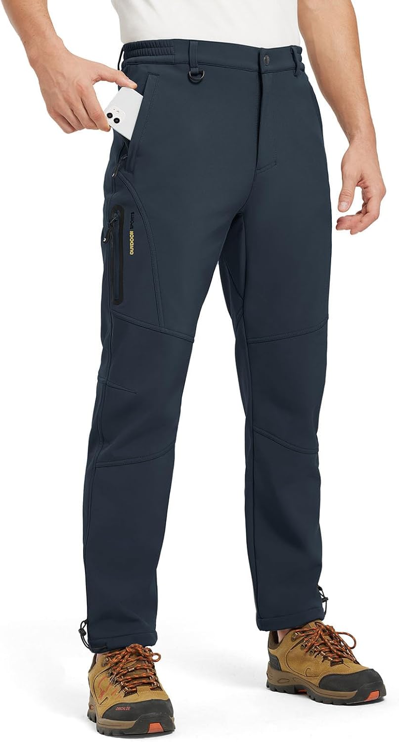 YSENTO Men's Fleece Lined Snow Ski Pants Waterproof Softshell Insulated Winter Cargo Hiking Camping Pants - Image 2