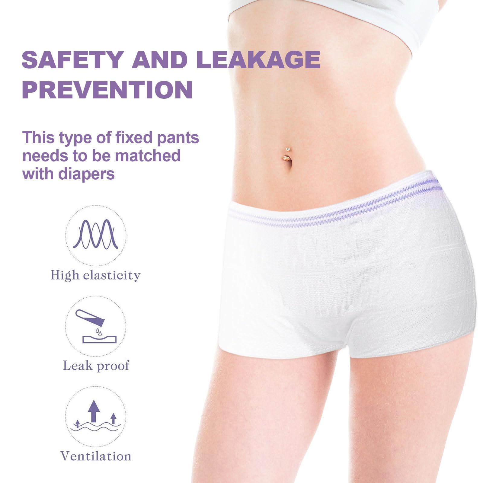 FUIPVGI Confezione da 4 pantaloni a rete riutilizzabili, per incontinenza, mutandine usa e getta da donna, per viaggi, donne incinte, incontinenza