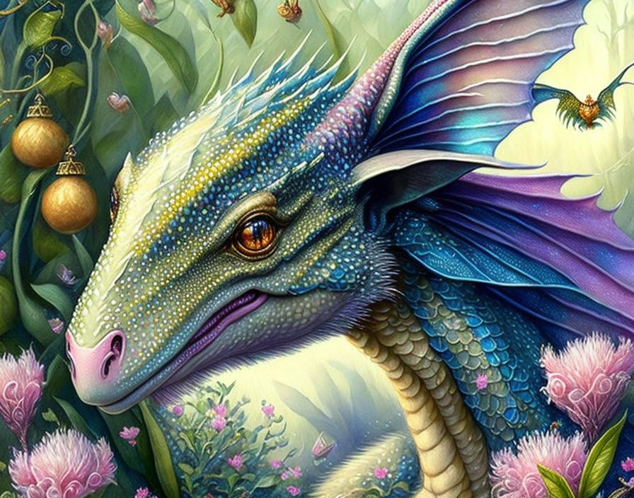 Toile dragon aux belles couleurs vives impression aquarelle grand format 60x90