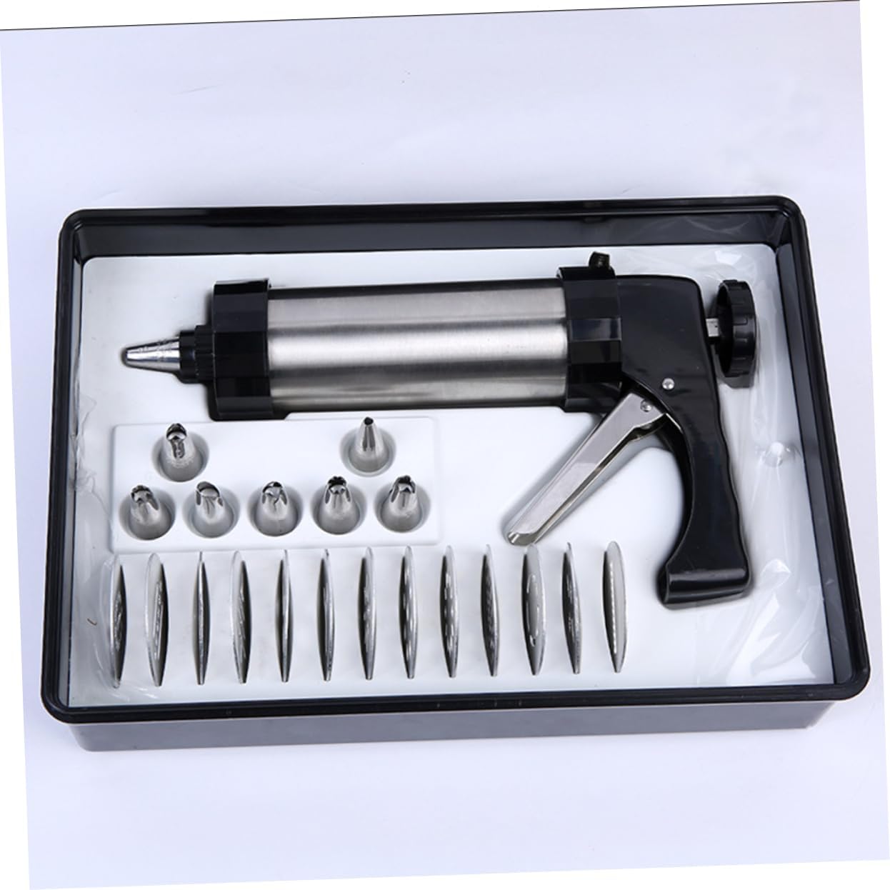 PRETYZOOM 21Pcs Cookie Press with Comfort Grip Handle Biscuit Maker Cake Decorating Tools Includes Disks and Icing Tips for Creative Cookie and Cake Design