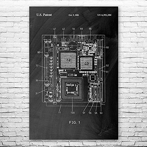 Patent Earth Motherboard Poster, Circuit Diagram Wall Art