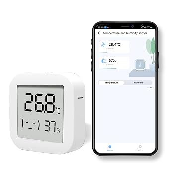 Mini Thermometer Hygrometer Bluetooth Temperature Humidity Sensor with Electronic Ink Display Room Thermometer with 500ft/150m Range Humidity Meter