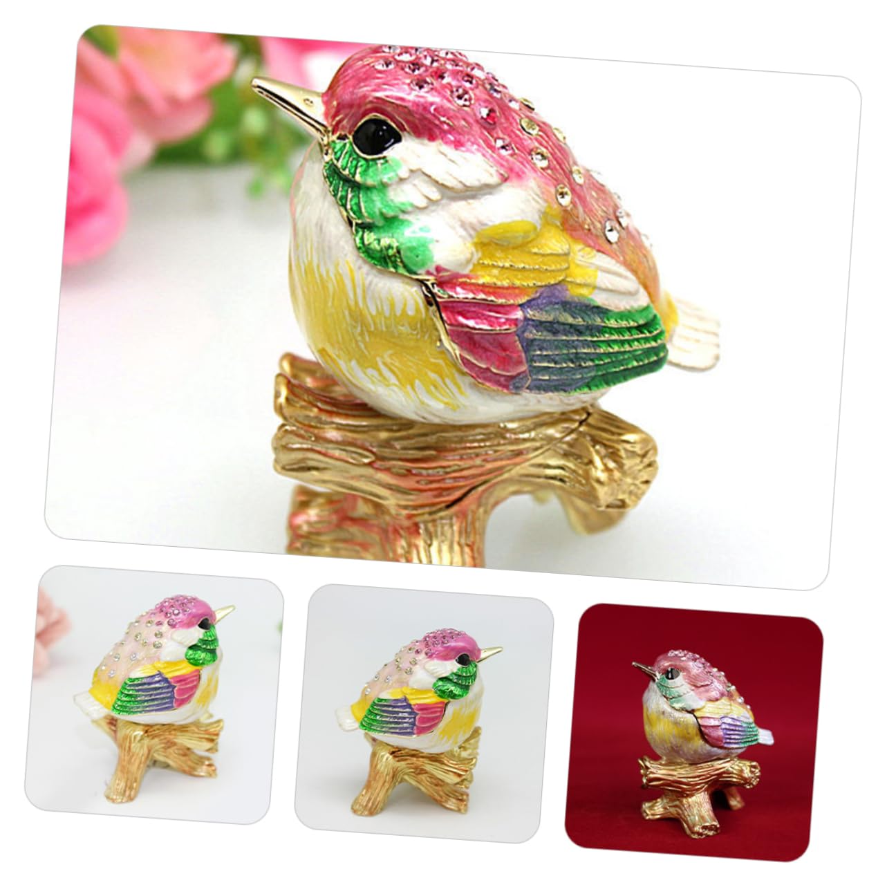 Boîte à Bijoux En Métal Avec Figurine d 39 Oiseau Boîte De Rangement Pour Bagues Objet De Décoration d 39 Intérieur Unique