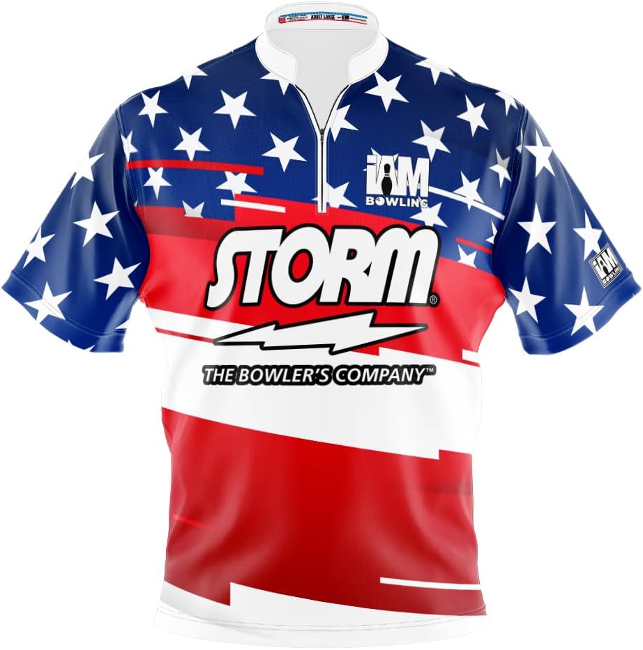 Logo Infusion I AM Bowling Jersey Short Sleeve Sash Collar 2168-ST Made in USA Storm