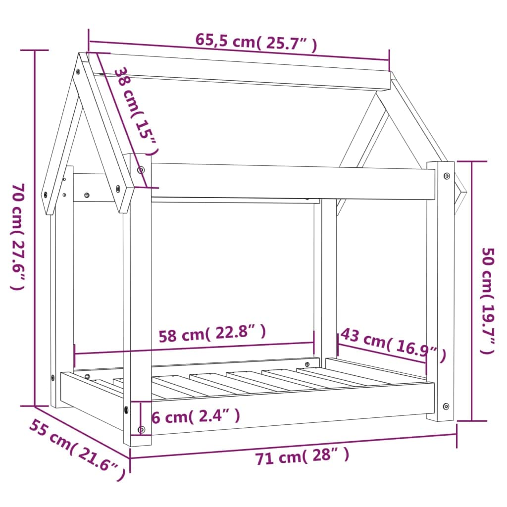 Cuccia per cani in legno di pino massiccio, 71 x 55 x 70 cm, accogliente posto per dormire con morbido cuscino, antiscivolo, per cuccioli e anziani, in soggiorno
