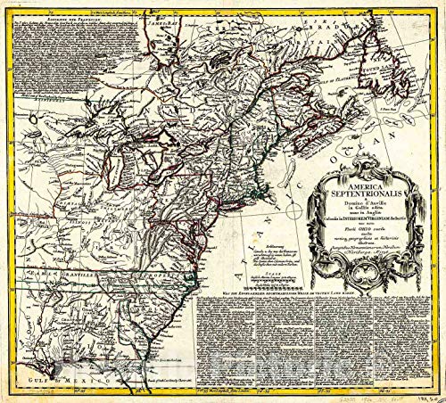 Historic 1756 Wall Map - America Septentrionalis a Domini d'Anville in Galliis Edita nunc in Anglia. 24in x 22in