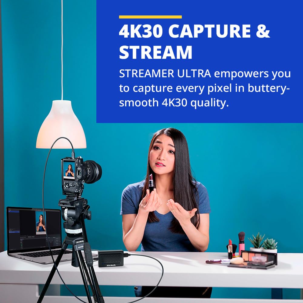 AVerMedia Scheda di acquisizione Streamer ULTRA 4K (GC531) - RGB24 non compresso, registrazione 4K30 e passthrough HDR/VRR 4K60, scatola di acquisizione video USB 3.1 Type-C per PS5, Xbox Series X/S