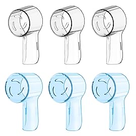 6 Pack Toothbrush Dustproof Cover Compatible with Oral B iO Ultimate Clean Gentle Care Replacment Heads and iO Series 3 4 5 6 7 7G 8 9 Electric Toothbrush (Transparent+Blue)